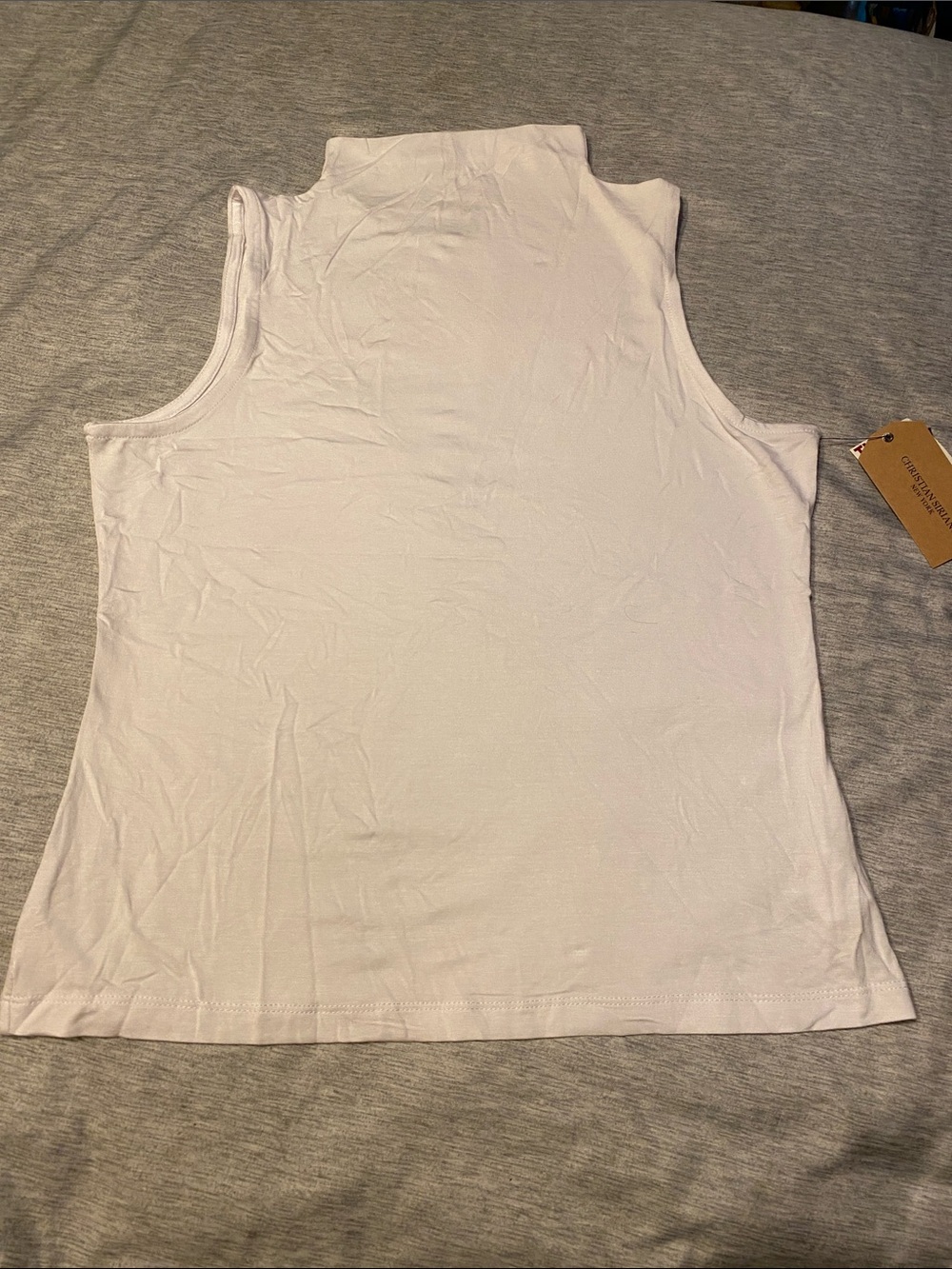 Christian Siriano Mock Neck Sleeveless Tank Top Sz M White NWT